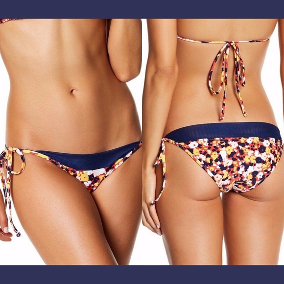 NWT Rachel Pally Mesh Naxos Bikini Bottom Floral-Navy [SZ‎ Medium ] - Picture 1 of 8